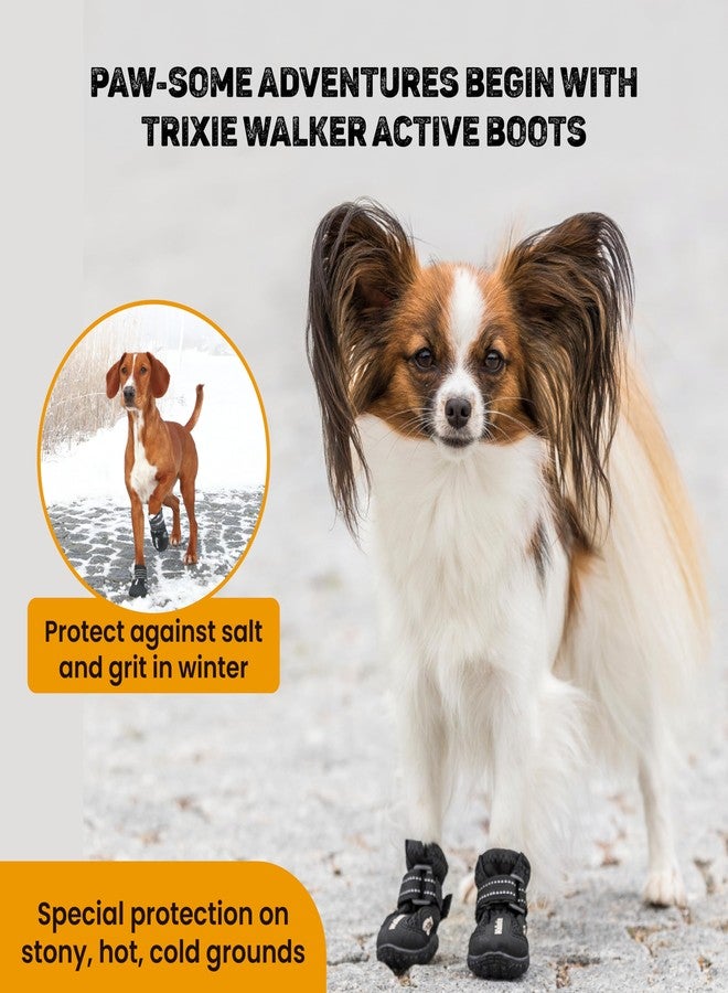 Trixie: - Walker Active Protective Boots for Dogs | Made with Breathable Mesh Material, Protects from Cold Stony or Hot Ground | Used for Pets with Wounds and inflamed Joints - Black, XS-S 2 pcs - Image 2